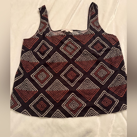 The Loft Geometric Patterned Black and Brown Women's Top - Picture 4 of 10